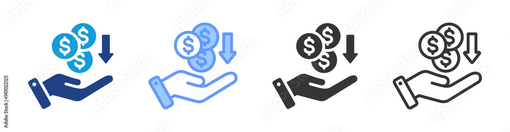 Cost Saving icon set multiple style collection Cost Saving icon set multiple style collection