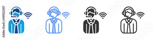 Call Center icon set multiple style collection