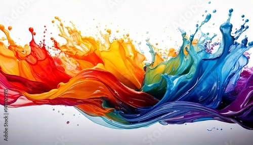 abstract wave of multicolored paint splashes frozen 