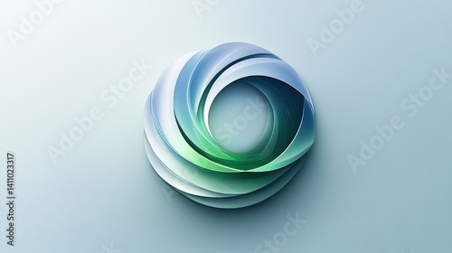 Abstract iridescent toroid shape with layered effect and soft shadows