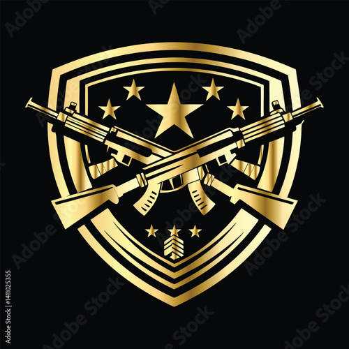 Army Logo Design Set – Combat Emblems of Military Specialists, Artillery Units, Snipers & Infantry Patrols with Weapons Like Rocket Launchers, Rifles & Machine Guns for Badges.
