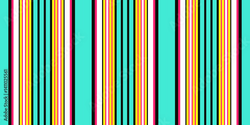 Vibrant vertical stripes in bold colors against a teal background. This cheerful, modern design evokes energy and optimism.