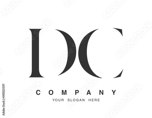 DC logo design. Initial letter d and c serif font style. Creative classic company name typography. Trendy logotype or identity.