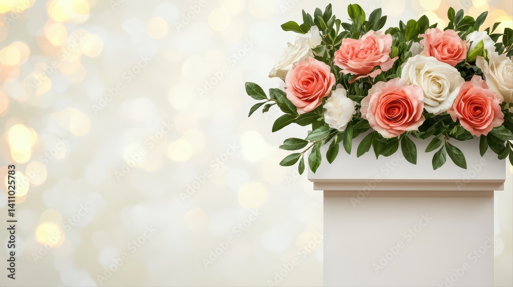 Obraz premium Beautiful floral arrangement with pink and white roses