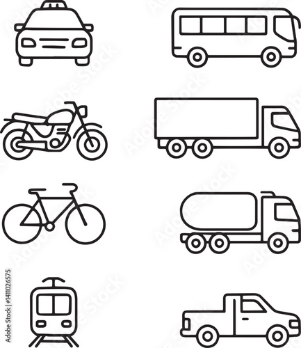 Set of public transport line icons