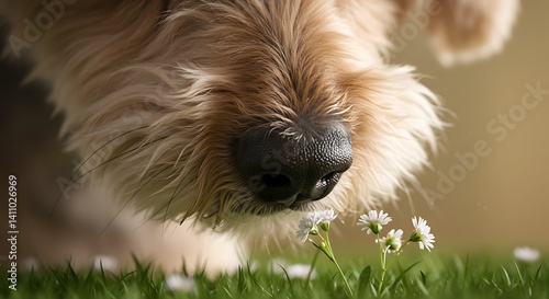 Dog Nose Close-Up Sniffing Flower – Nature Connection