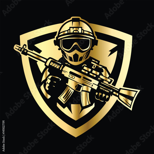 Army Logo Emblem Set – Tactical Combat Badges Featuring Artillery Units, Snipers, Infantry Patrols & Military Specialists with Machine Gun, Rocket Launcher & Service Rifle Designs.