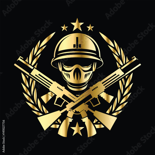 Army Logo Emblem Set – Tactical Combat Badges Featuring Artillery Units, Snipers, Infantry Patrols & Military Specialists with Machine Gun, Rocket Launcher & Service Rifle Designs.