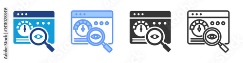 Performance Monitoring icon set multiple style collection