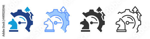 Improvement Strategies icon set multiple style collection