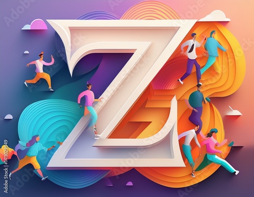 Colorful of pastel color, vector illustration generation Z of young people