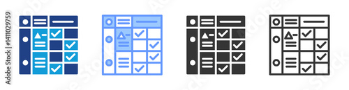 Assessment Rubric icon set multiple style collection