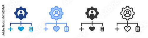 Competency Framework icon set multiple style collection