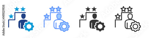 Competency Level icon set multiple style collection