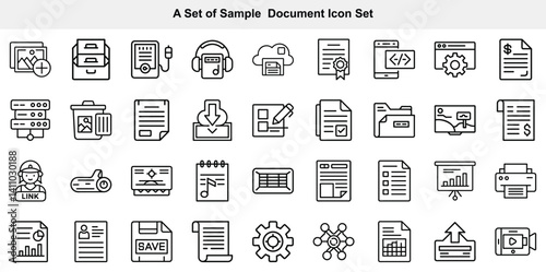Document Icon Vector Set, File Management Symbol Graphics