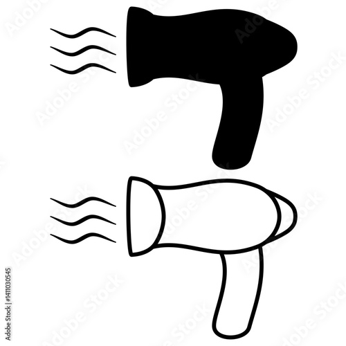 hair dryer icon, simple flat style, illustration, logo sign symbol pictogram template, for ui or ux isolated on white for mobile app, editable