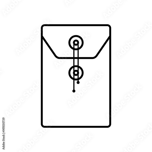 mail envelope icon with rope, simple flat style, illustration, logo sign symbol pictogram template, for ui or ux isolated on white for mobile app, editable