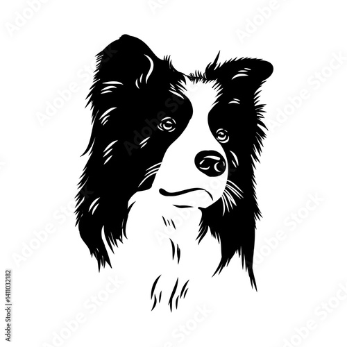 Border Collie Dog Vector isolated on white background, Dog Silhouettes.