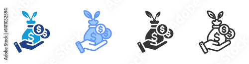 Profitability icon set multiple style collection