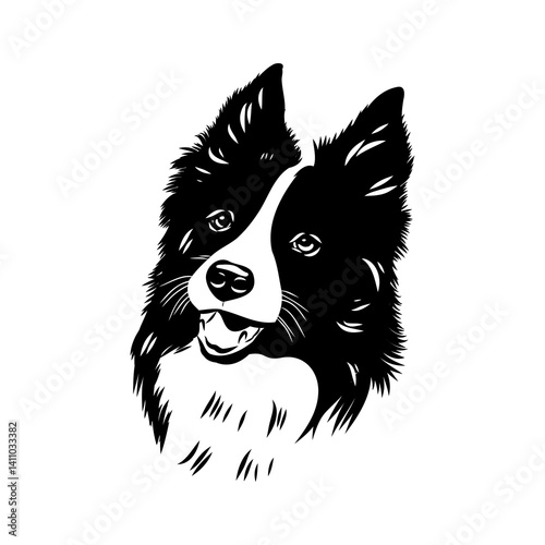 Border Collie Dog Vector isolated on white background, Dog Silhouettes.