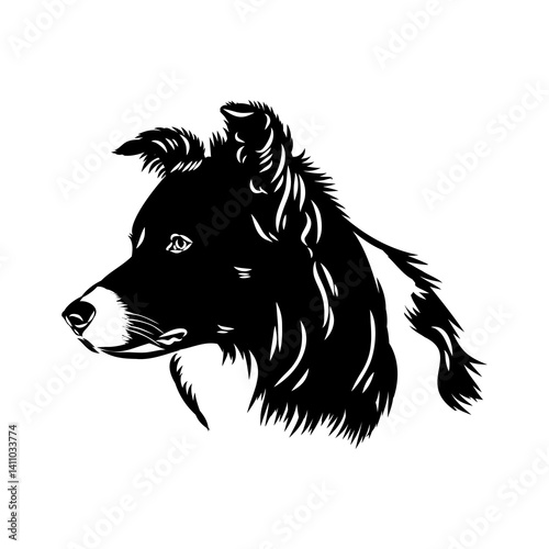 Border Collie Dog Vector isolated on white background, Dog Silhouettes.