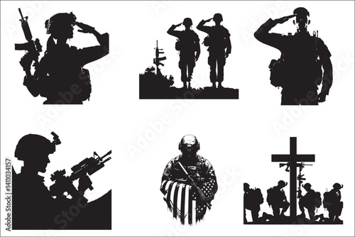Memorial Day Heroes: Patriotic Soldier Silhouette