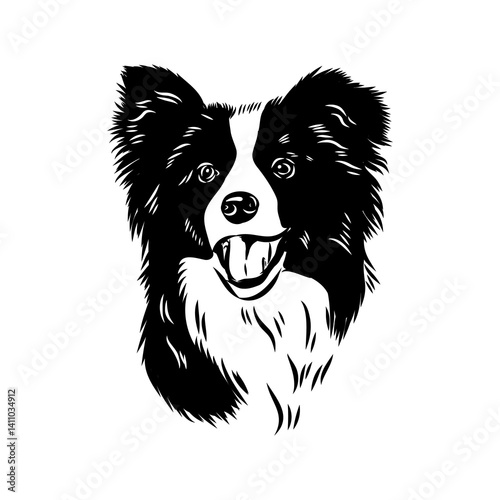 Border Collie Dog Vector isolated on white background, Dog Silhouettes.