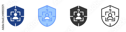 Pseudonymization icon set multiple style collection
