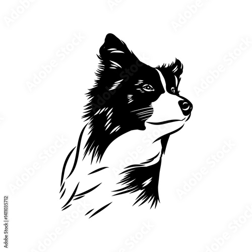 Border Collie Dog Vector isolated on white background, Dog Silhouettes.