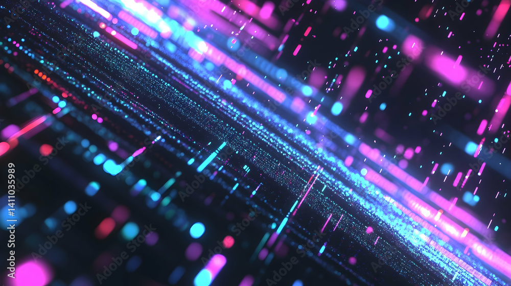 Abstract digital data stream; glowing lines, particles Abstract digital data stream; glowing lines, particles