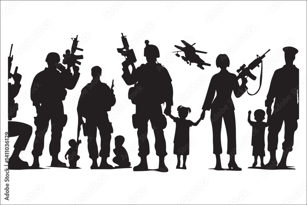Obraz premium Memorial Day Heroes: Patriotic Soldier Silhouette