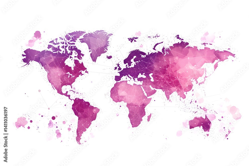 Obraz premium Global network connection world map , Generative AI