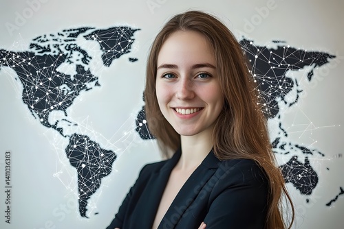 Global network connection world map , Generative AI	
