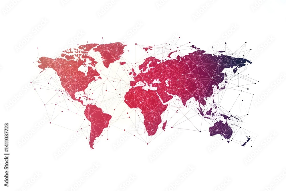 Fototapeta premium Global network connection world map , Generative AI