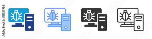 Virus icon set multiple style collection