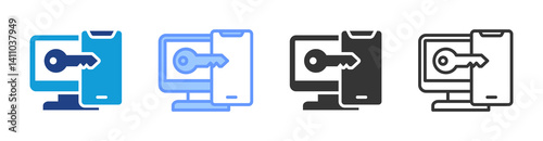 Two Factor Authentication icon set multiple style collection