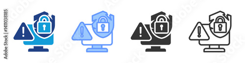 Zero Day Vulnerability icon set multiple style collection
