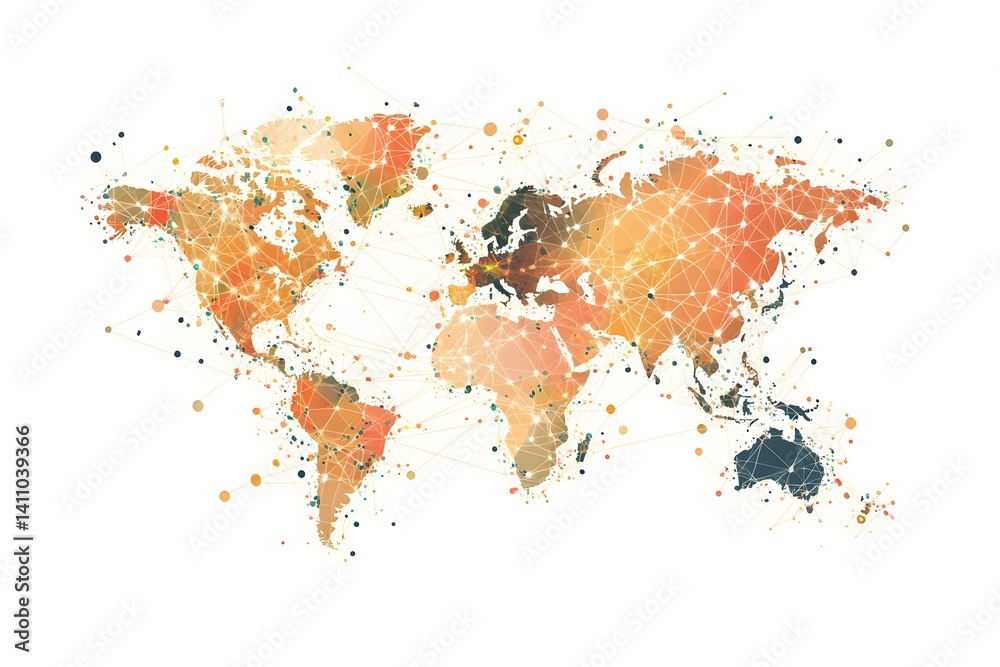 Obraz premium Global network connection world map , Generative AI 