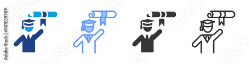 Education icon set multiple style collection