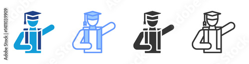 Student icon set multiple style collection