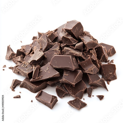 Broken chocolate pieces pile photo