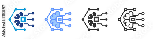 Machine Learning icon set multiple style collection
