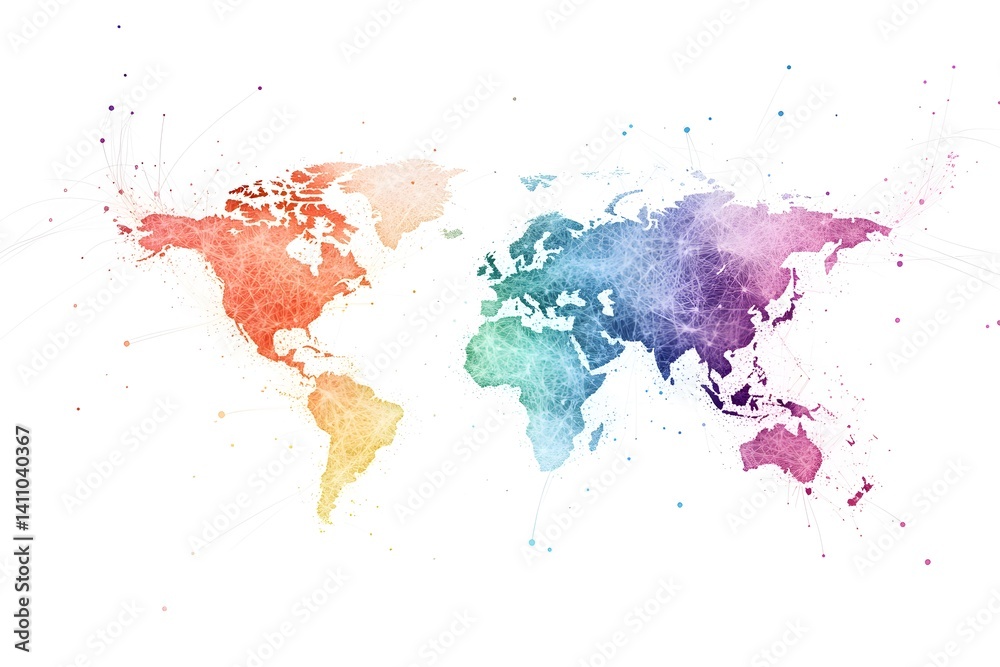 Obraz premium Global network connection world map , Generative AI