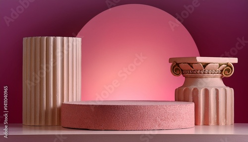 Product display podium, design like ancient Greek pillar background for Cosmetics