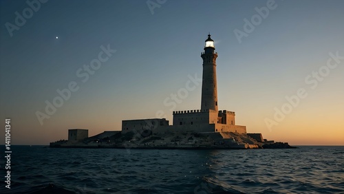 lighthouse at dusk