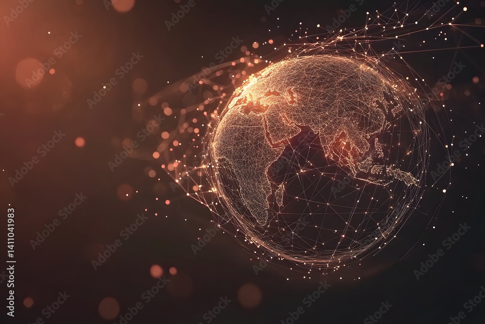 Obraz premium Global network connection world map , Generative AI