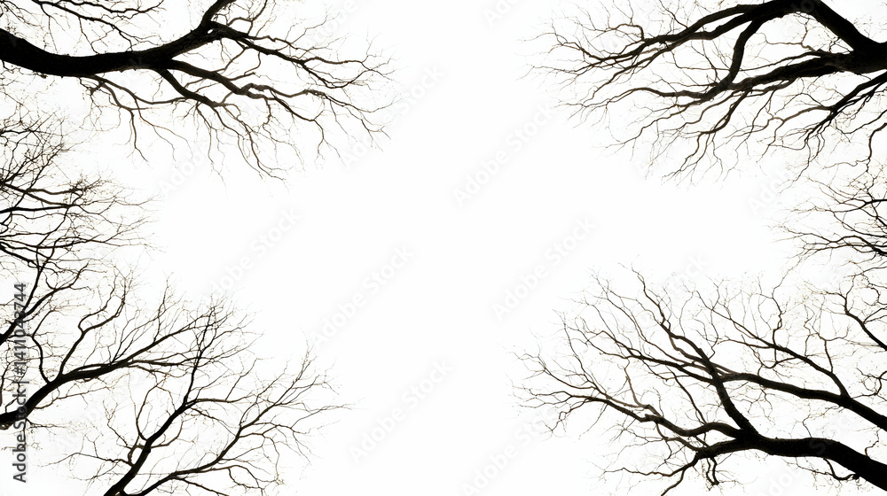 Fototapeta premium Bare Tree Branches Silhouette Frame