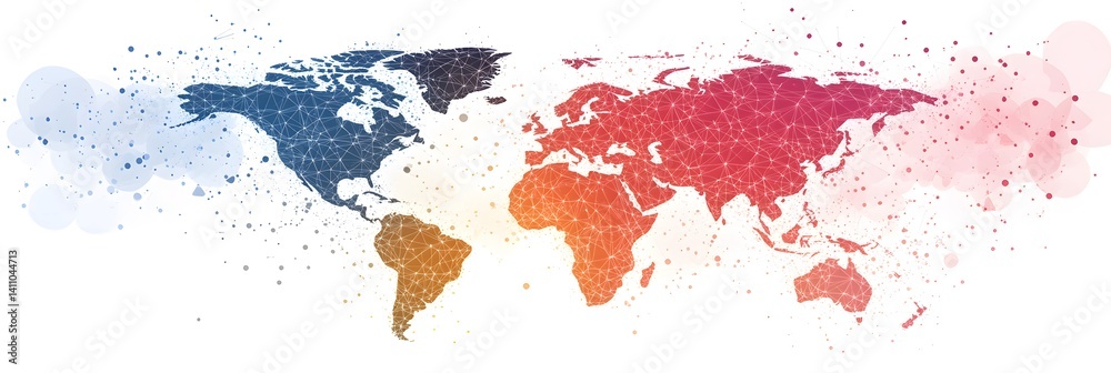 Obraz premium Global network connection world map , Generative AI