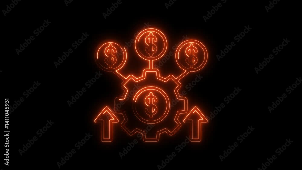 Glowing neon optimization icon 4k isolated on black background. HD Video motion graphic animation Glowing neon optimization icon 4k isolated on black background. HD Video motion graphic animation