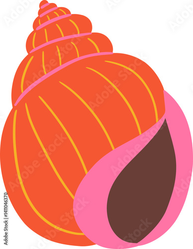 Hand Drawn Striped Conch Shell
